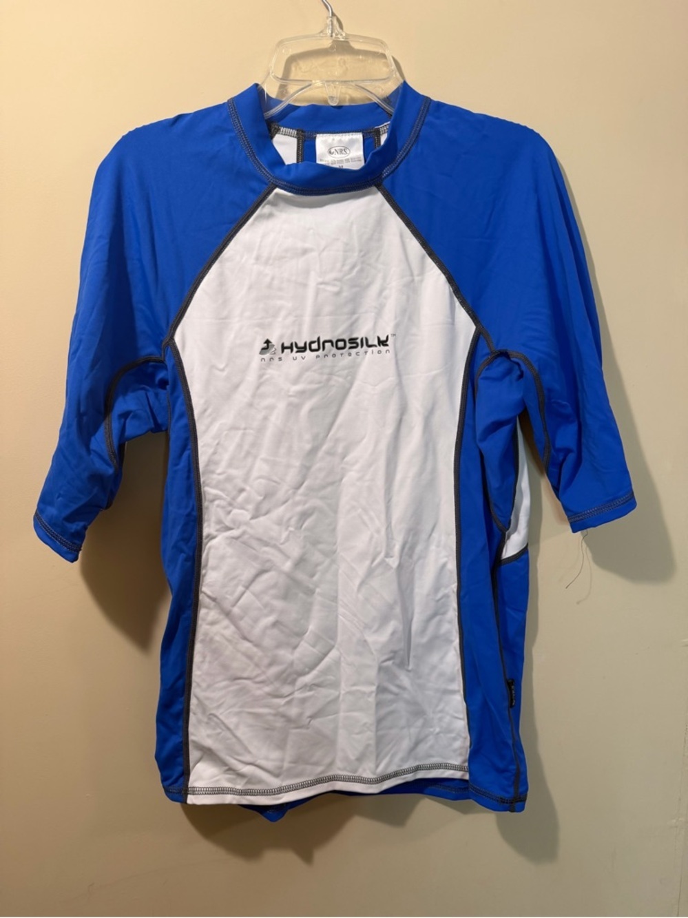 NRS Hydrosilk Blue & White Rash Guard Top Size Medium